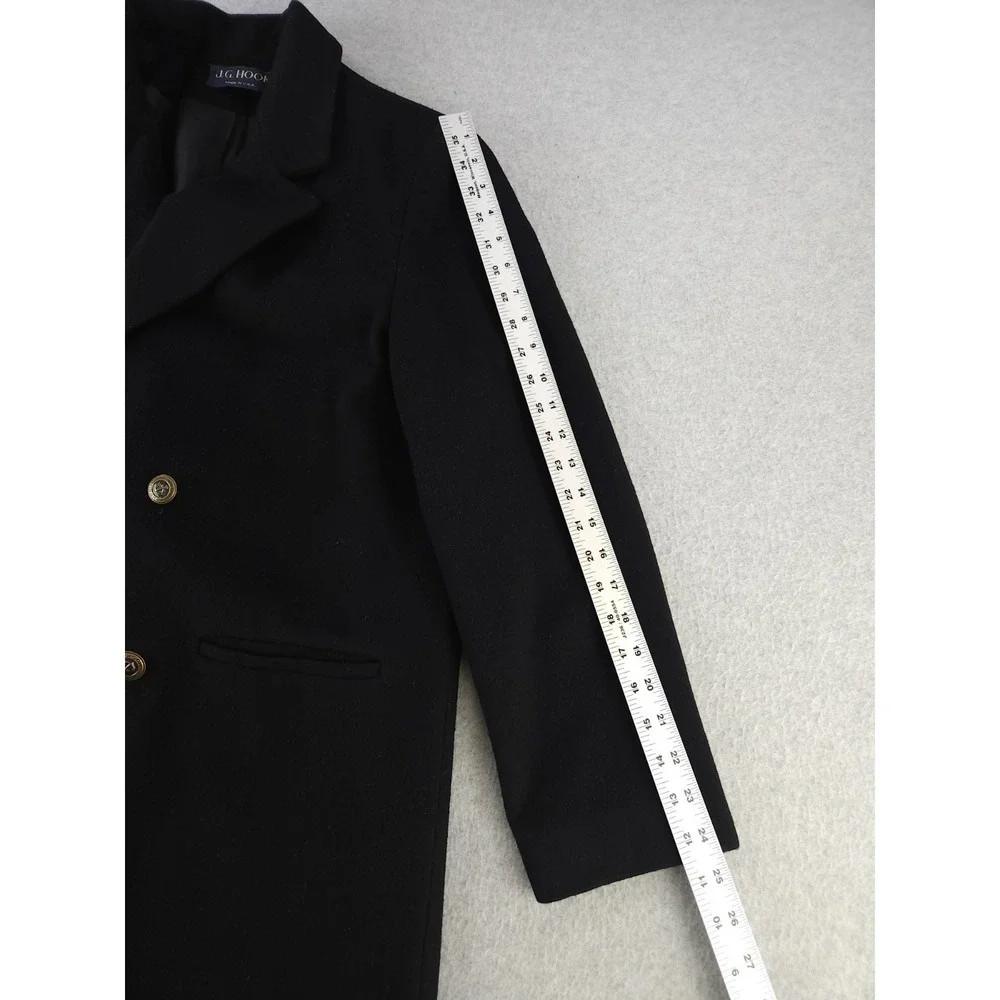 Vintage J.G. Hook Black Wool Jacket Med‎ Length Overcoat Winter USA Women's L/XL